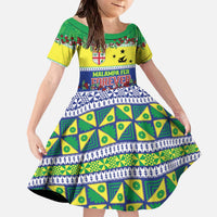 Personalised Malampa Fiji Forever Family Matching Off The Shoulder Long Sleeve Dress and Hawaiian Shirt Tagimoucia Polynesian Sand Drawing LT9 Daughter's Dress Yellow - Polynesian Pride