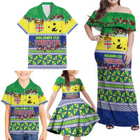 Personalised Malampa Fiji Forever Family Matching Off Shoulder Maxi Dress and Hawaiian Shirt Tagimoucia Polynesian Sand Drawing LT9 - Polynesian Pride