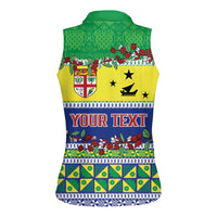 Personalised Malampa Fiji Forever Women Sleeveless Polo Shirt Tagimoucia Polynesian Sand Drawing LT9 - Polynesian Pride