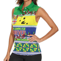 Personalised Malampa Fiji Forever Women Sleeveless Polo Shirt Tagimoucia Polynesian Sand Drawing LT9 - Polynesian Pride