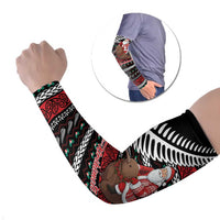 New Zealand Kiwi Santa Christmas Arm Sleeves He Wairua Kirihimete LT9 Set of 2 Black - Polynesian Pride