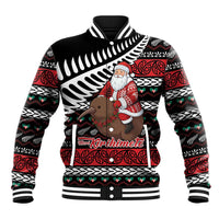 New Zealand Kiwi Santa Christmas Baseball Jacket He Wairua Kirihimete LT9 Unisex Black - Polynesian Pride