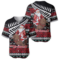 New Zealand Kiwi Santa Christmas Baseball Jersey He Wairua Kirihimete LT9 - Polynesian Pride