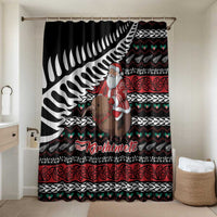 New Zealand Kiwi Santa Christmas Bathroom Set He Wairua Kirihimete LT9 Shower Curtain Only Black - Polynesian Pride