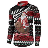 New Zealand Kiwi Santa Christmas Button Sweatshirt He Wairua Kirihimete LT9 - Polynesian Pride