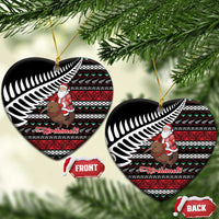 New Zealand Kiwi Santa Christmas Ceramic Ornament He Wairua Kirihimete LT9 Heart Black - Polynesian Pride
