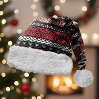 New Zealand Kiwi Santa Christmas Santa Hat He Wairua Kirihimete LT9 With Fur Black - Polynesian Pride