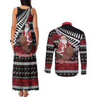 New Zealand Kiwi Santa Christmas Couples Matching Tank Maxi Dress and Long Sleeve Button Shirt He Wairua Kirihimete LT9 - Polynesian Pride