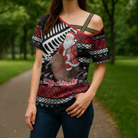 New Zealand Kiwi Santa Christmas Cross Shoulder Shirt He Wairua Kirihimete LT9 - Polynesian Pride