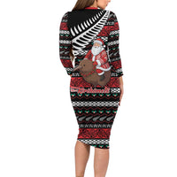 New Zealand Kiwi Santa Christmas Family Matching Long Sleeve Bodycon Dress and Hawaiian Shirt He Wairua Kirihimete LT9 - Polynesian Pride