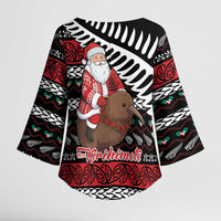 New Zealand Kiwi Santa Christmas Kimono Sleeve Blouse He Wairua Kirihimete LT9 - Polynesian Pride