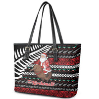 New Zealand Kiwi Santa Christmas Leather Tote Bag He Wairua Kirihimete LT9 - Polynesian Pride