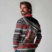New Zealand Kiwi Santa Christmas Long Sleeve Polo Shirt He Wairua Kirihimete LT9 - Polynesian Pride