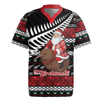 New Zealand Kiwi Santa Christmas Rugby Jersey He Wairua Kirihimete LT9 Black - Polynesian Pride