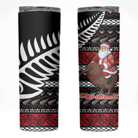 New Zealand Kiwi Santa Christmas Skinny Tumbler He Wairua Kirihimete LT9 Black - Polynesian Pride