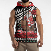 New Zealand Kiwi Santa Christmas Sleeveless Zip Hoodie He Wairua Kirihimete LT9 - Polynesian Pride