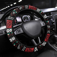 New Zealand Kiwi Santa Christmas Steering Wheel Cover He Wairua Kirihimete LT9 Universal Fit Black - Polynesian Pride