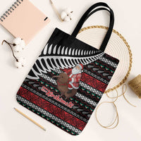 New Zealand Kiwi Santa Christmas Tote Bag He Wairua Kirihimete LT9 Black Strap One Size Black - Polynesian Pride