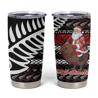New Zealand Kiwi Santa Christmas Tumbler Cup He Wairua Kirihimete LT9 Black - Polynesian Pride