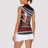 New Zealand Kiwi Santa Christmas Women Sleeveless Polo Shirt He Wairua Kirihimete LT9 - Polynesian Pride