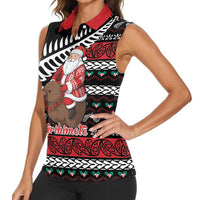 New Zealand Kiwi Santa Christmas Women Sleeveless Polo Shirt He Wairua Kirihimete LT9 - Polynesian Pride