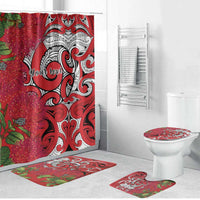 Personalised New Zealand Koru Pohutukawa Bathroom Set Meri Kirihimete Aroha for Christmas LT9 Bathroom Set (4 pcs) Red - Polynesian Pride