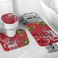 Personalised New Zealand Koru Pohutukawa Bathroom Set Meri Kirihimete Aroha for Christmas LT9 Mat Set Only (3 pcs) One Size Red - Polynesian Pride