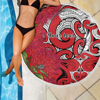 Personalised New Zealand Koru Pohutukawa Beach Blanket Meri Kirihimete Aroha for Christmas LT9 - Polynesian Pride