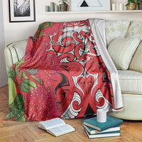 Personalised New Zealand Koru Pohutukawa Blanket Meri Kirihimete Aroha for Christmas LT9 Red - Polynesian Pride