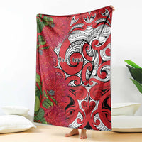Personalised New Zealand Koru Pohutukawa Blanket Meri Kirihimete Aroha for Christmas LT9 - Polynesian Pride