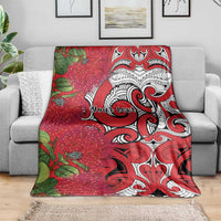 Personalised New Zealand Koru Pohutukawa Blanket Meri Kirihimete Aroha for Christmas LT9 - Polynesian Pride