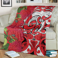 Personalised New Zealand Koru Pohutukawa Blanket Meri Kirihimete Aroha for Christmas LT9 - Polynesian Pride