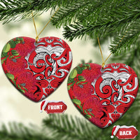 Personalised New Zealand Koru Pohutukawa Ceramic Ornament Meri Kirihimete Aroha for Christmas LT9 Heart Red - Polynesian Pride