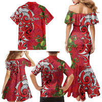 Personalised New Zealand Koru Pohutukawa Family Matching Mermaid Dress and Hawaiian Shirt Meri Kirihimete Aroha for Christmas LT9 - Polynesian Pride
