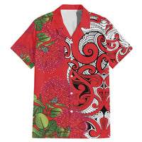 Personalised New Zealand Koru Pohutukawa Family Matching Mermaid Dress and Hawaiian Shirt Meri Kirihimete Aroha for Christmas LT9 Dad's Shirt - Short Sleeve Red - Polynesian Pride