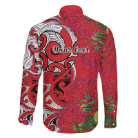 Personalised New Zealand Koru Pohutukawa Family Matching Short Sleeve Bodycon Dress and Hawaiian Shirt Meri Kirihimete Aroha for Christmas LT9 - Polynesian Pride