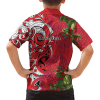Personalised New Zealand Koru Pohutukawa Family Matching Summer Maxi Dress and Hawaiian Shirt Meri Kirihimete Aroha for Christmas LT9 - Polynesian Pride