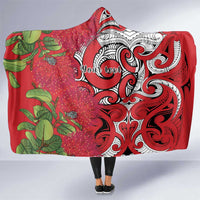 Personalised New Zealand Koru Pohutukawa Hooded Blanket Meri Kirihimete Aroha for Christmas LT9 One Size Red - Polynesian Pride