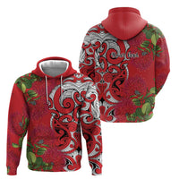 Personalised New Zealand Koru Pohutukawa Hoodie Meri Kirihimete Aroha for Christmas LT9 - Polynesian Pride
