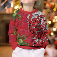 Personalised New Zealand Koru Pohutukawa Kid Ugly Christmas Sweater Meri Kirihimete Aroha for Christmas LT9 - Polynesian Pride