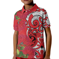 Personalised New Zealand Koru Pohutukawa Kid Polo Shirt Meri Kirihimete Aroha for Christmas LT9 Kid Red - Polynesian Pride