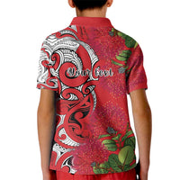 Personalised New Zealand Koru Pohutukawa Kid Polo Shirt Meri Kirihimete Aroha for Christmas LT9 - Polynesian Pride