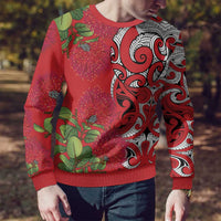 Personalised New Zealand Koru Pohutukawa Ugly Christmas Sweater Meri Kirihimete Aroha for Christmas LT9 - Polynesian Pride