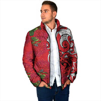 Personalised New Zealand Koru Pohutukawa Padded Jacket Meri Kirihimete Aroha for Christmas LT9 - Polynesian Pride