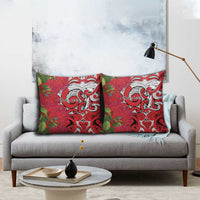Personalised New Zealand Koru Pohutukawa Pillow Cover Meri Kirihimete Aroha for Christmas LT9 - Polynesian Pride