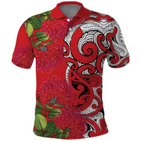 Personalised New Zealand Koru Pohutukawa Polo Shirt Meri Kirihimete Aroha for Christmas LT9 Red - Polynesian Pride