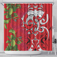 Personalised New Zealand Koru Pohutukawa Shower Curtain Meri Kirihimete Aroha for Christmas LT9 - Polynesian Pride