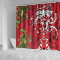 Personalised New Zealand Koru Pohutukawa Shower Curtain Meri Kirihimete Aroha for Christmas LT9 - Polynesian Pride