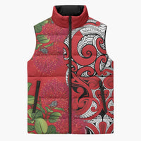 Personalised New Zealand Koru Pohutukawa Sleeveless Puffer Jacket Meri Kirihimete Aroha for Christmas LT9 Unisex Red - Polynesian Pride