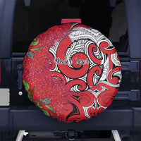 Personalised New Zealand Koru Pohutukawa Spare Tire Cover Meri Kirihimete Aroha for Christmas LT9 No hole Red - Polynesian Pride